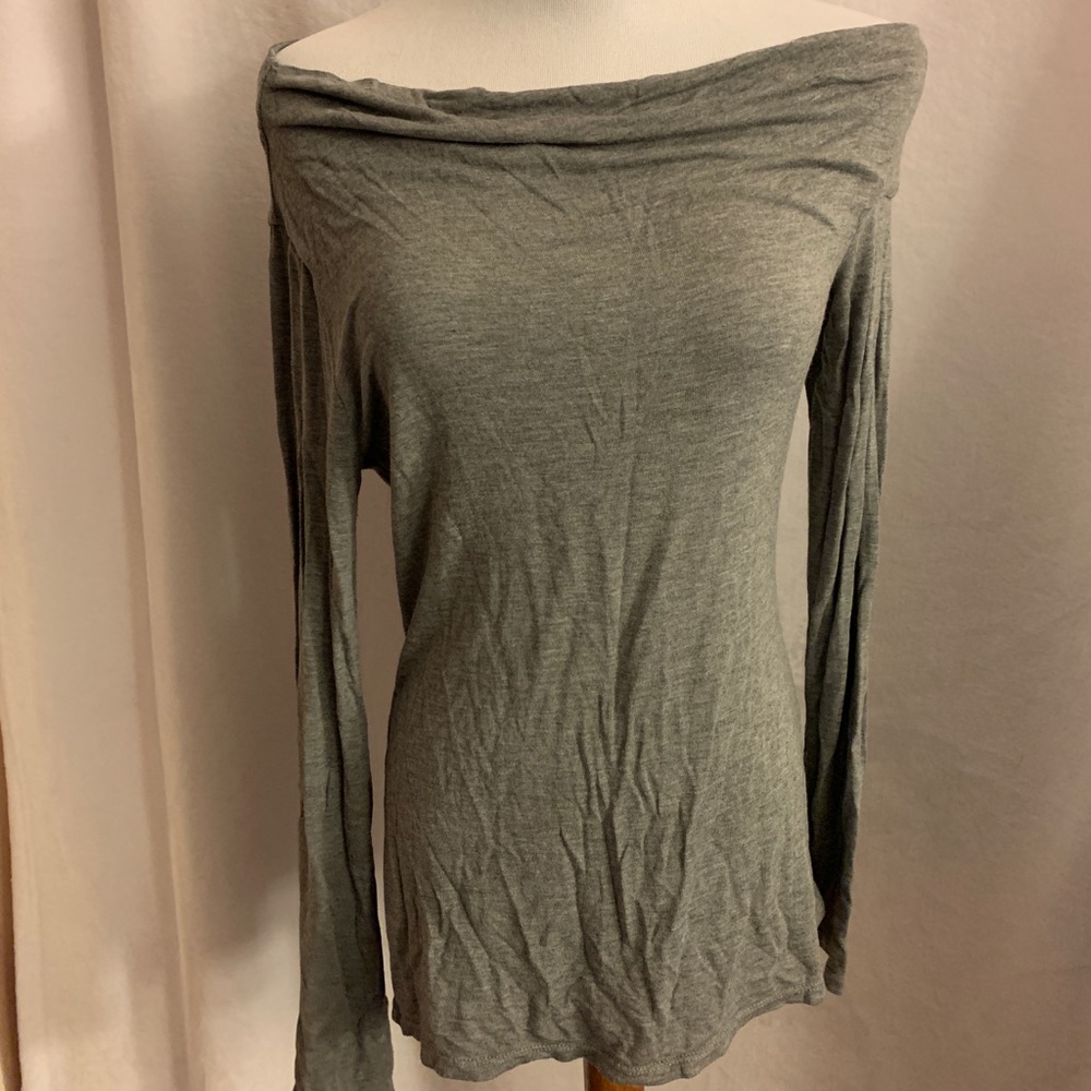 Off the shoulder grey top